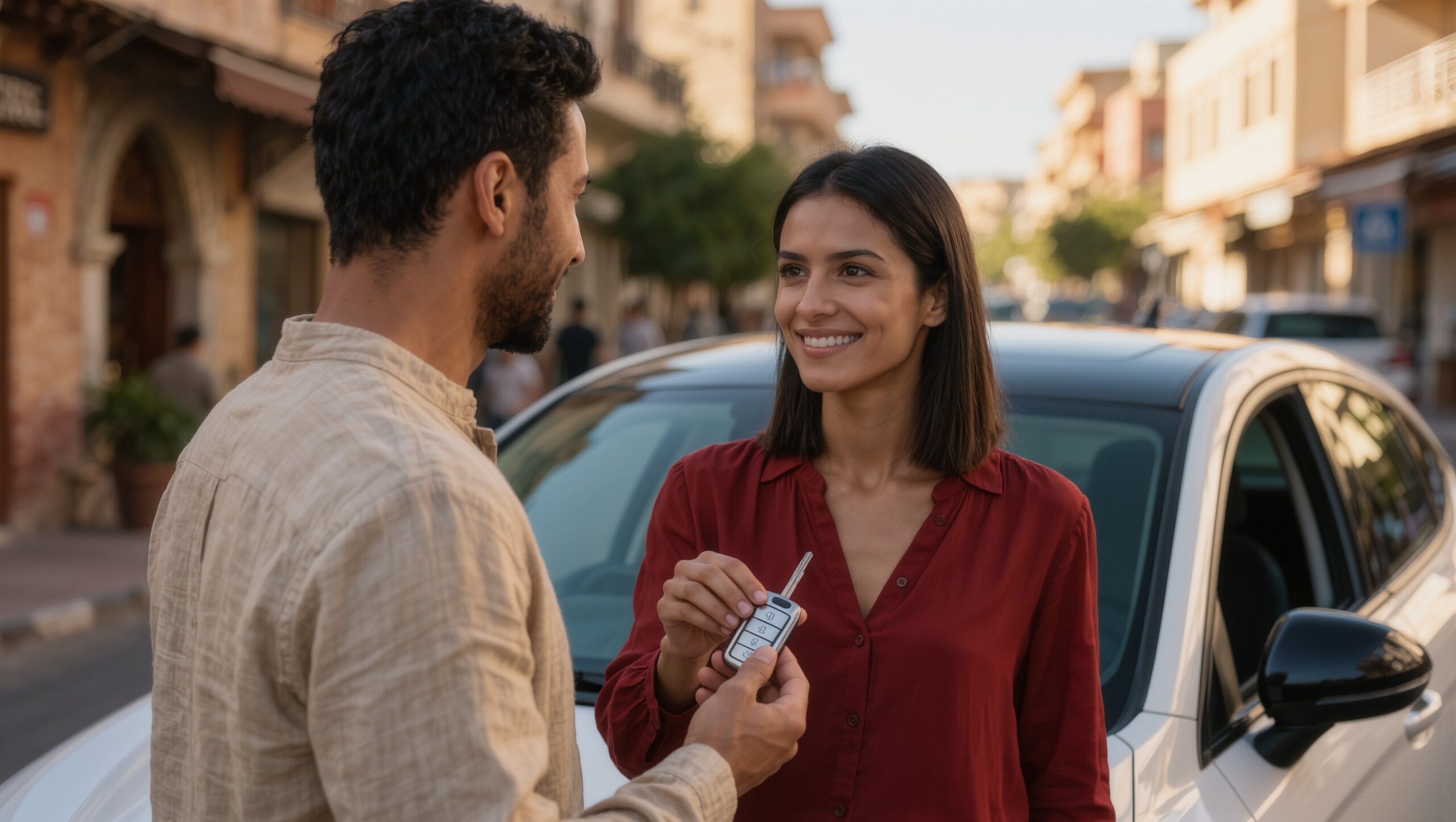 Remise de clés pour une location de voiture à Meknès